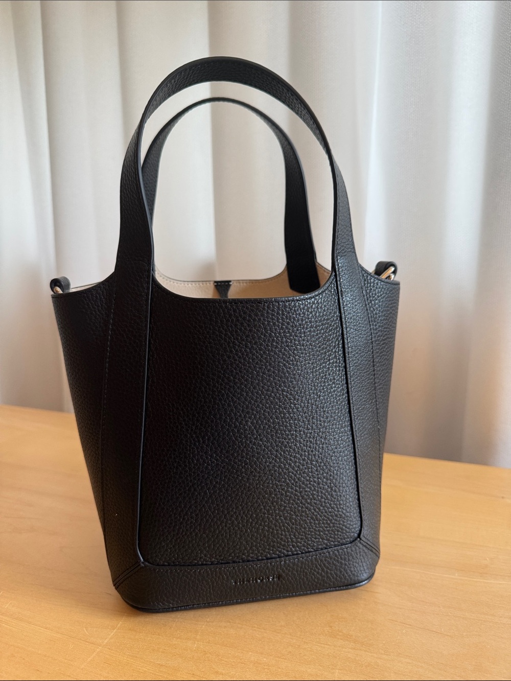 The Horse Alexis Tote - Black Leather Tote Bag - Minimal Bucket Bag w Crossbody